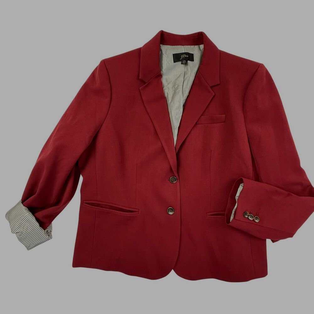 J Crew NWOT Schoolboy Blazer Women XXL Burgundy Red Classic Workwear Preppy